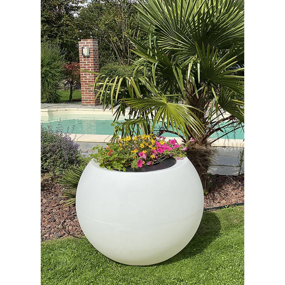 Pots de fleurs rond sphérique xxl speranza 325l éclairant- lot de 2 - Imagen 3