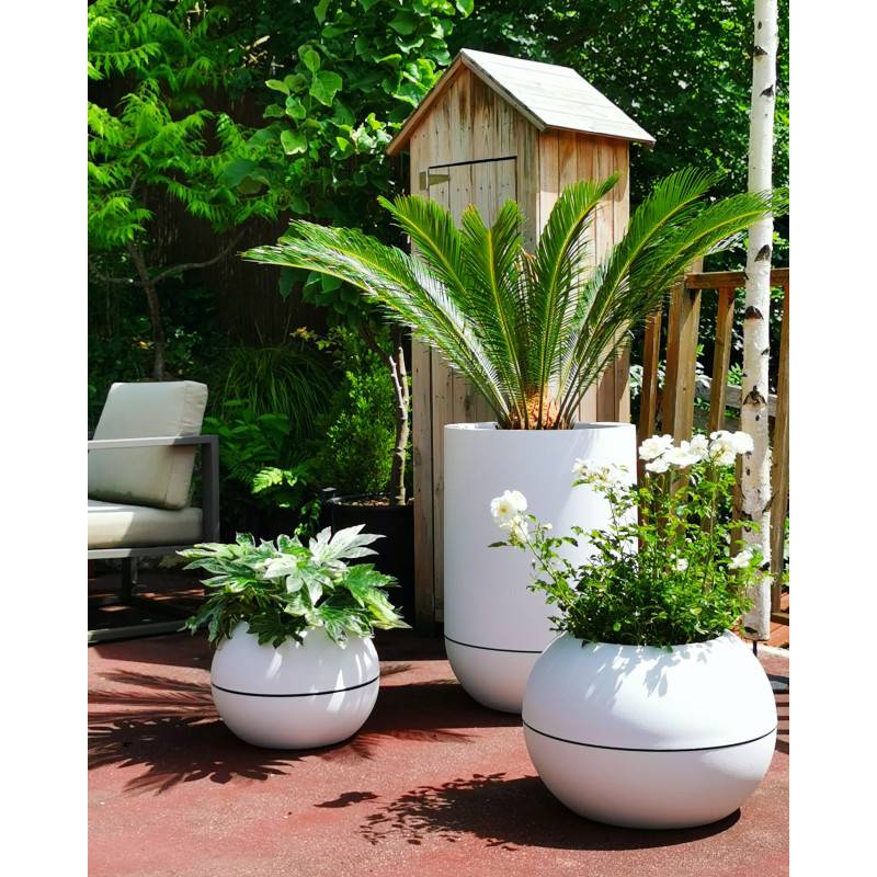 Riss - Bac A Fleurs Rond Riviera Granit Boule - Plastique - Diametre 40 Cm - Blanc - Imagen 4