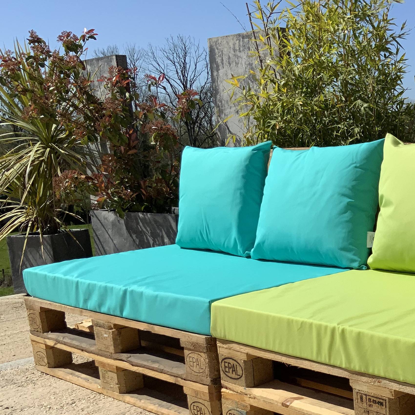 Home Maison - Ensemble de coussins palette en tissus téflon supérieur - HOME MAISON - Polyester - Turquoise - Image 2