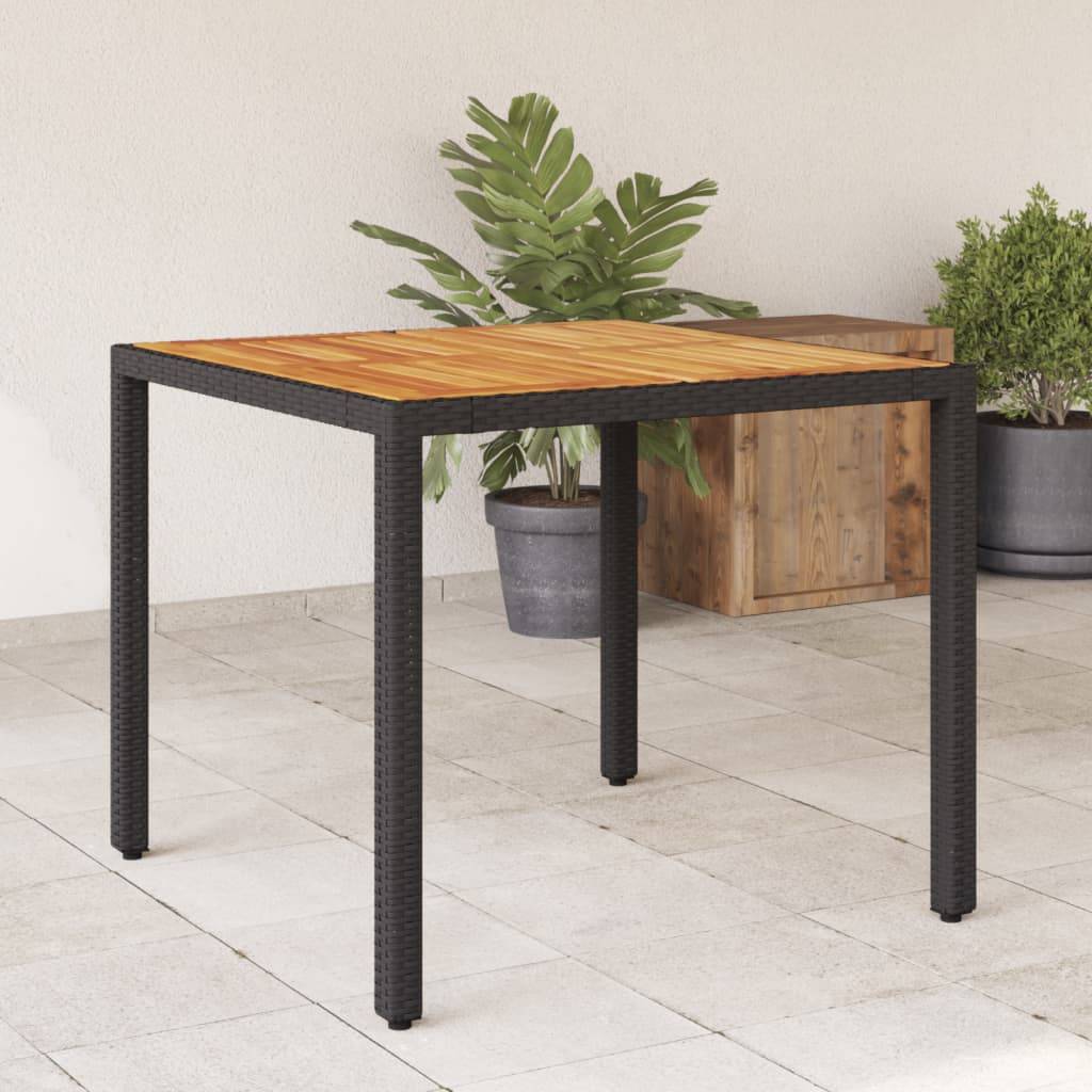 PANGIVO - Table de jardin résine tressée bois acacia noir 90 x 90 x 75 cm - PANGIVO - Image 1