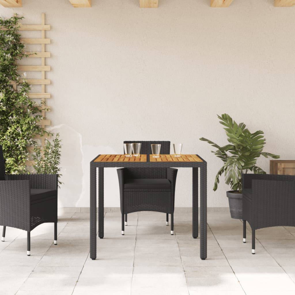 PANGIVO - Table de jardin résine tressée bois acacia noir 90 x 90 x 75 cm - PANGIVO - Image 3