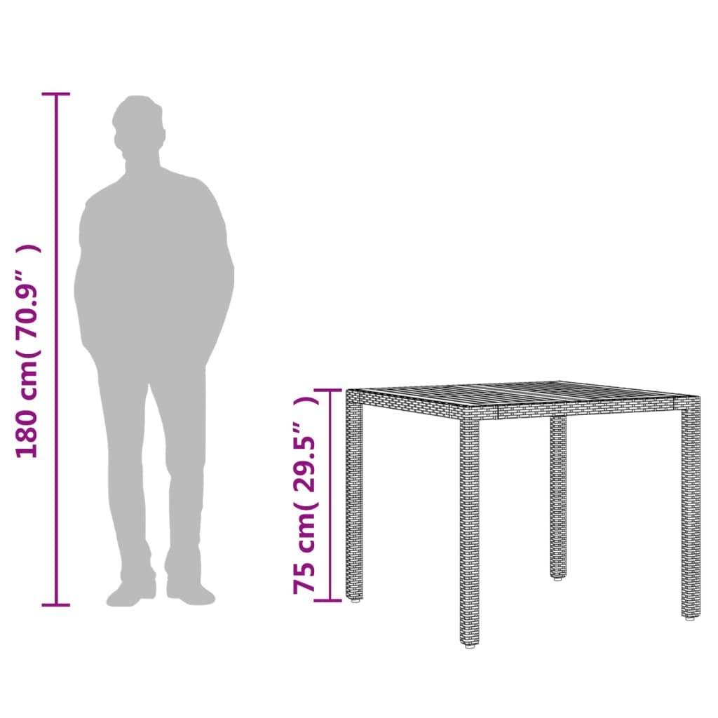 PANGIVO - Table de jardin résine tressée bois acacia noir 90 x 90 x 75 cm - PANGIVO - Image 10