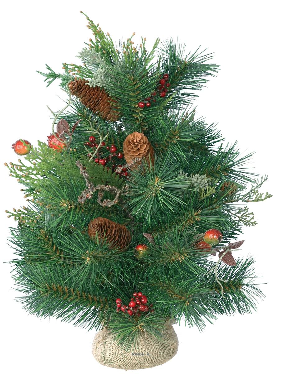 Artificielles - Sapin avec baies en sac jute 50cm artificiel