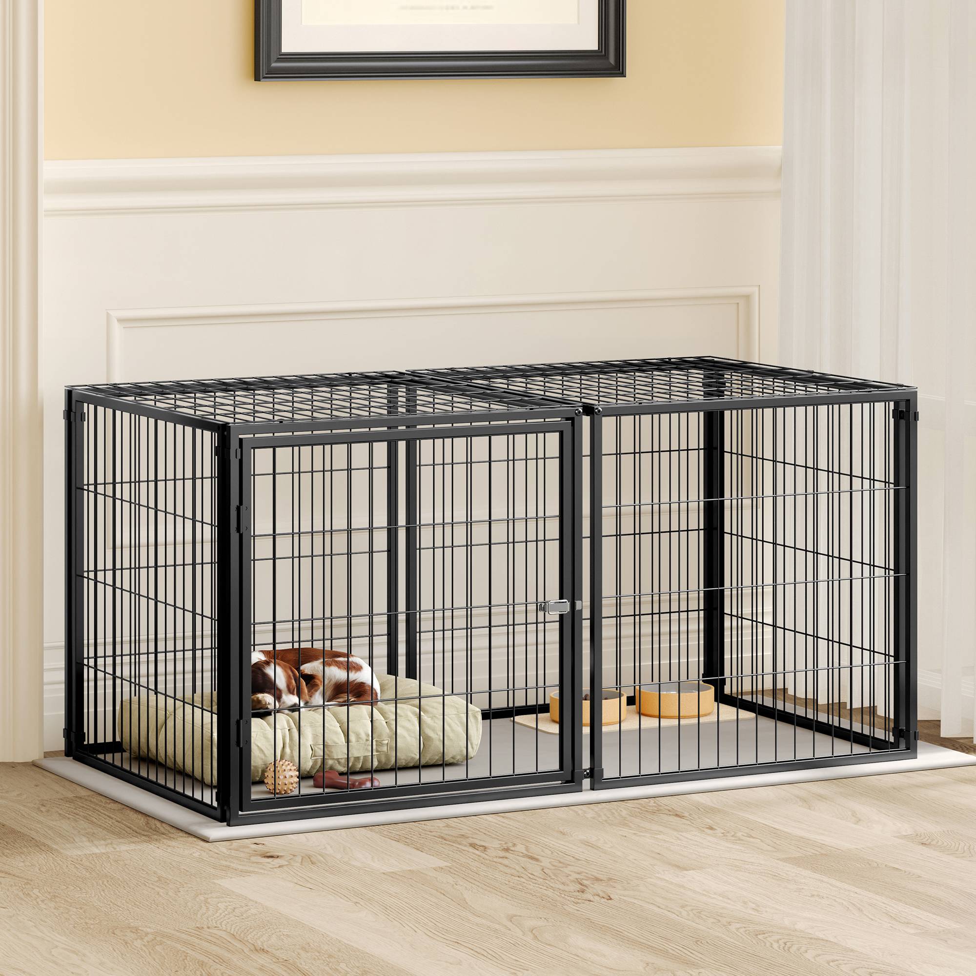 Parc modulaire pour chien acier anti-rouille porte flexible 122x67x60 ...