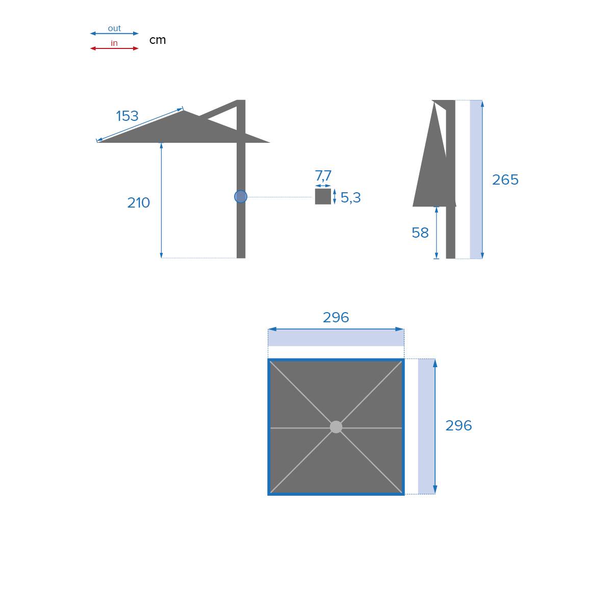 Hesperide - Toile de parasol "Equador" ardoise 3x3m en polyester Hespéride - Imagen 5