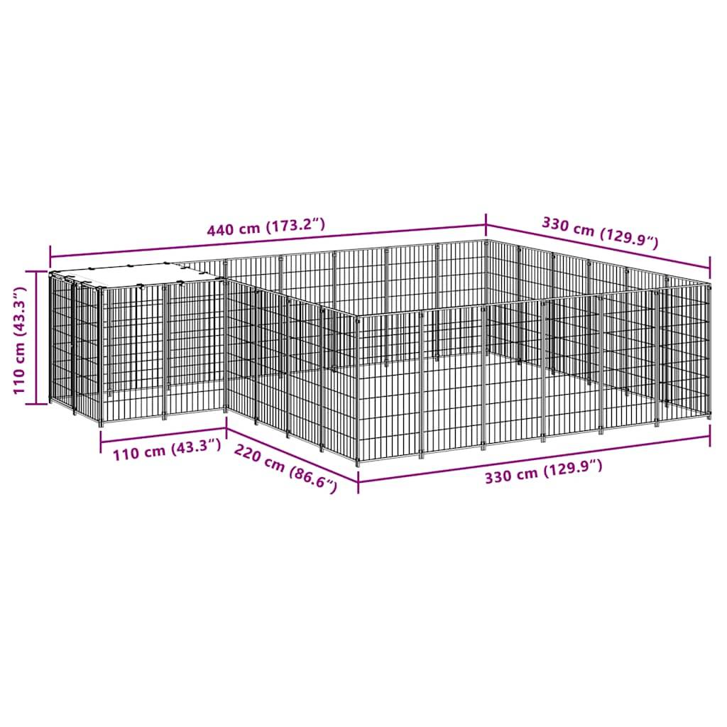 Vidaxl - Chenil Noir 12,1 m² Acier vidaXL 3082213 - Imagen 3