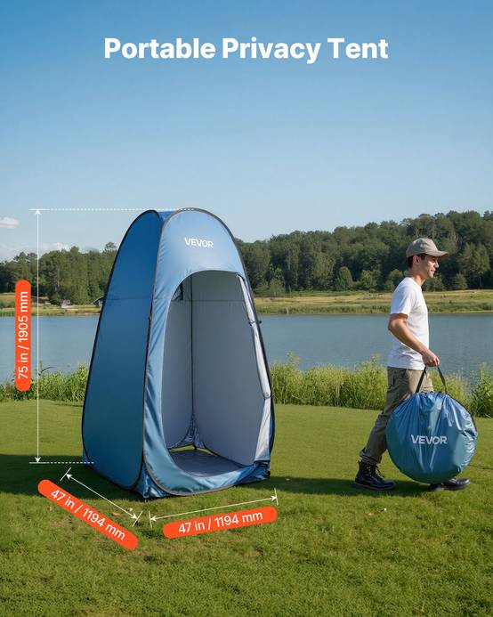 Vevor - VEVOR Tente de douche pop-up portable, abri d’intimité extérieur pour camping, plage, pêche, polyester 190T, sac de douche et accessoires - Image 2