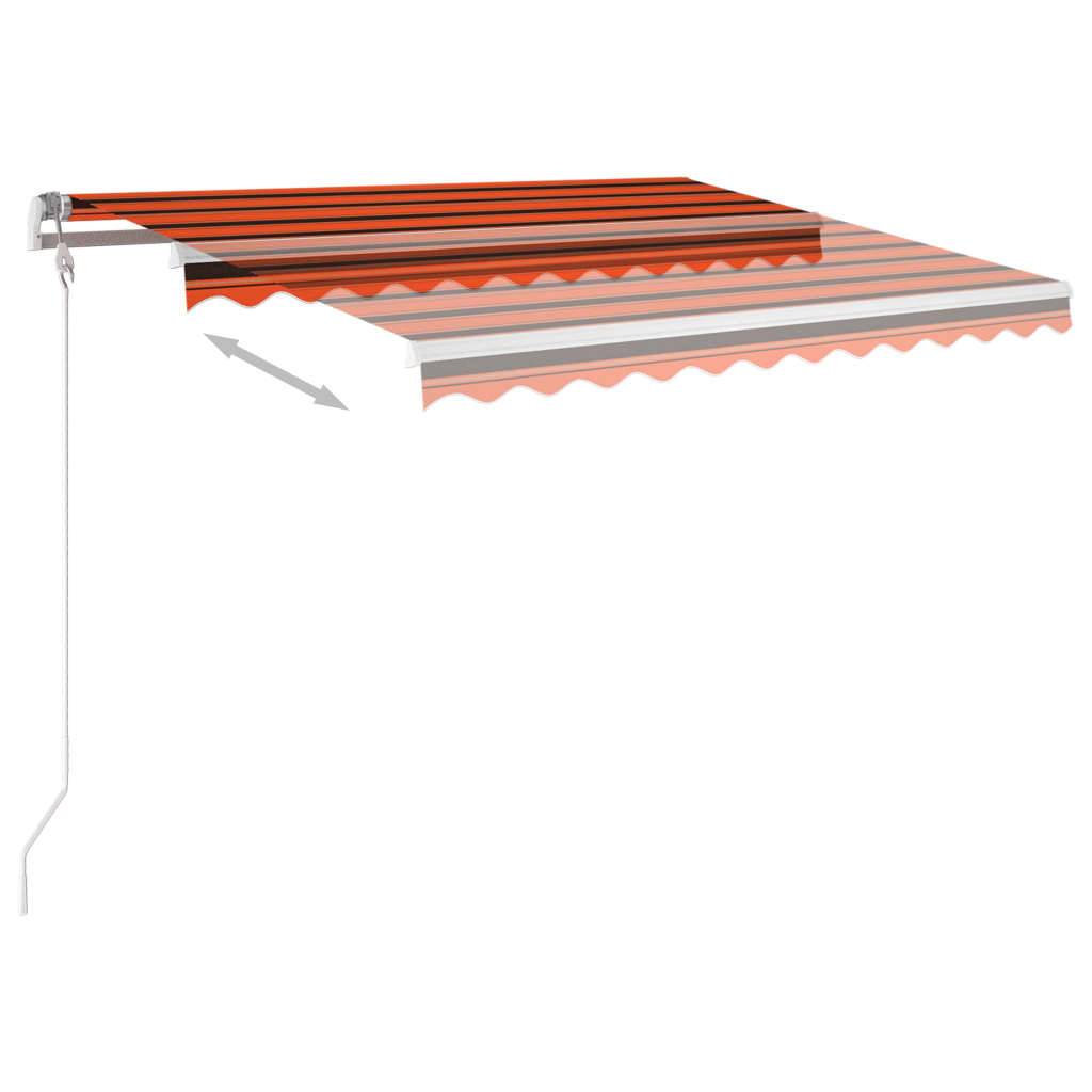 Store banne motorisé aluminium terrasse capteur vent LED 350x250cm orange marron - ComfortXL Outdoor Living - Image 3