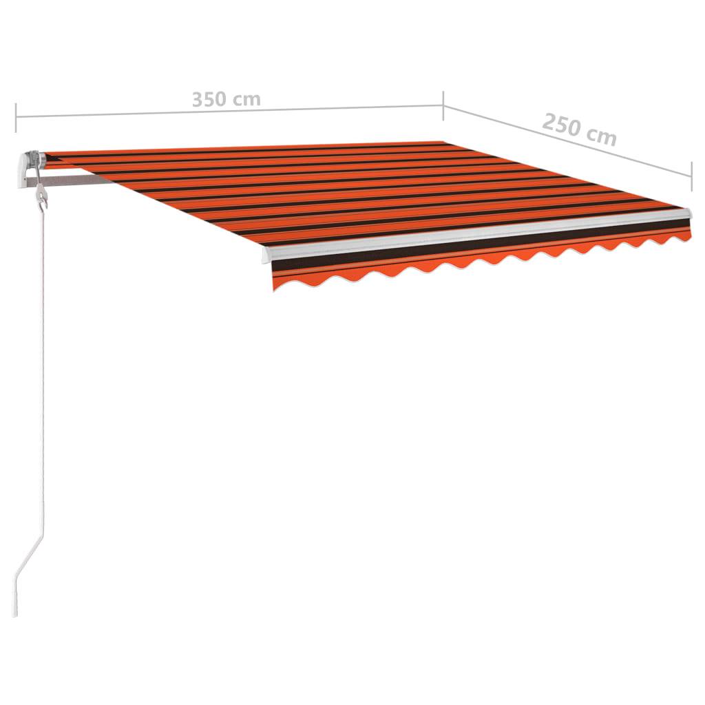 Store banne motorisé aluminium terrasse capteur vent LED 350x250cm orange marron - ComfortXL Outdoor Living - Image 10