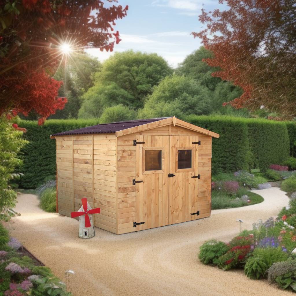 Habrita - Abri Panneau bois massif avec plancher / 16 mm / surface extérieure : 7,20 m2 / toiture plaques ondulées plus grande longévité - Image 2