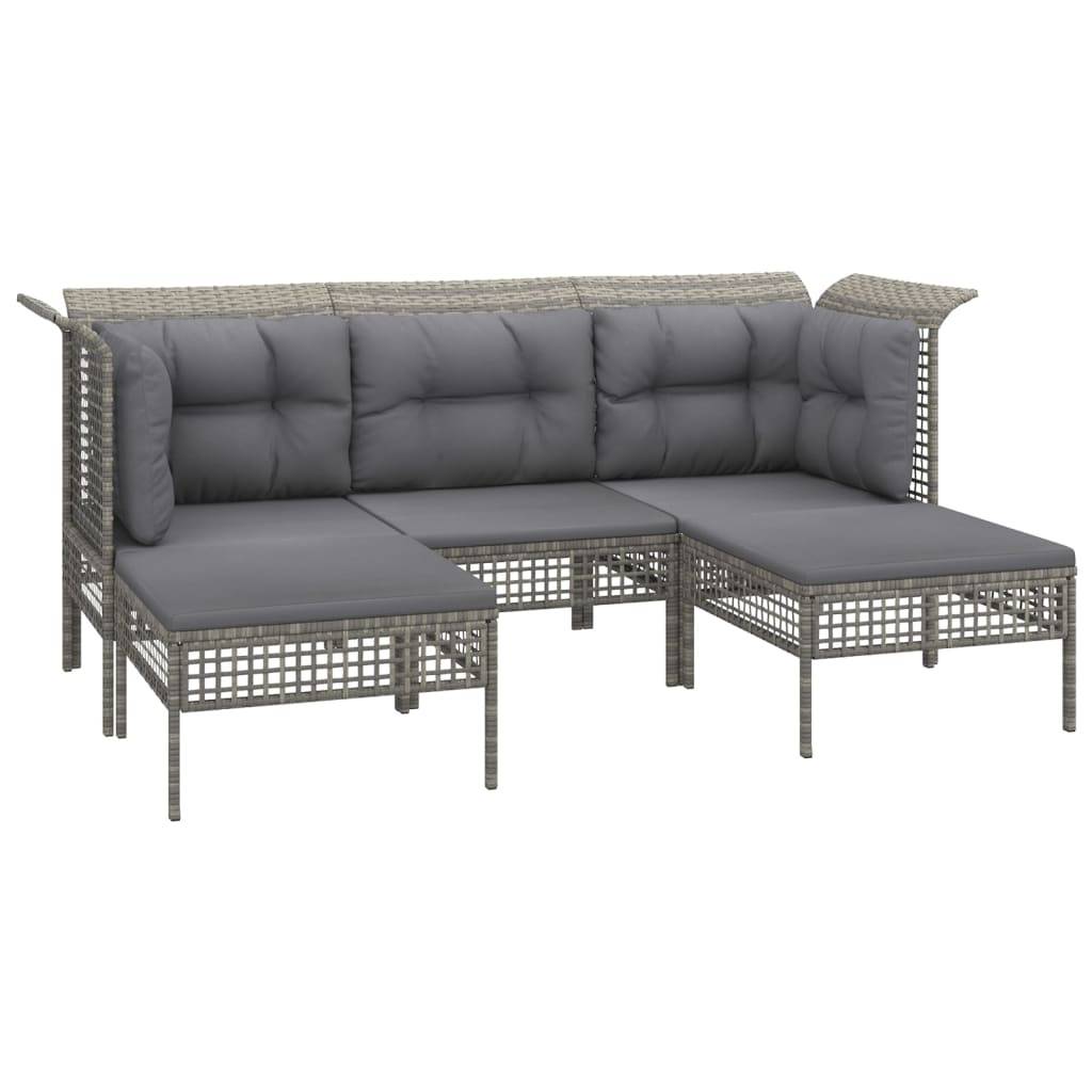 Helloshop26 - Salon de jardin meuble d'extérieur ensemble de mobilier 9 pièces avec coussins gris résine tressée - Imagen 2