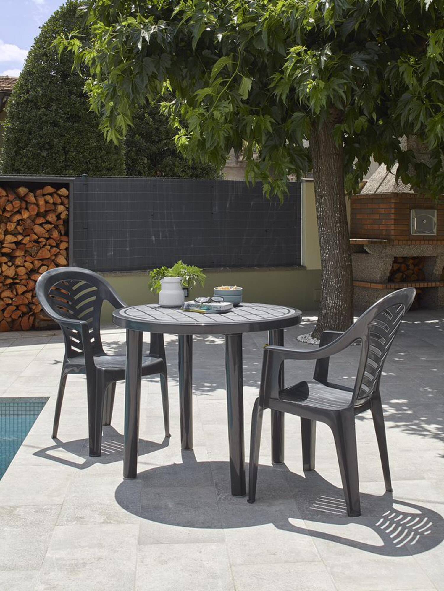 Table ronde recyclée extérieur Ø86 gris volcanique OLOT garbar - Image 4