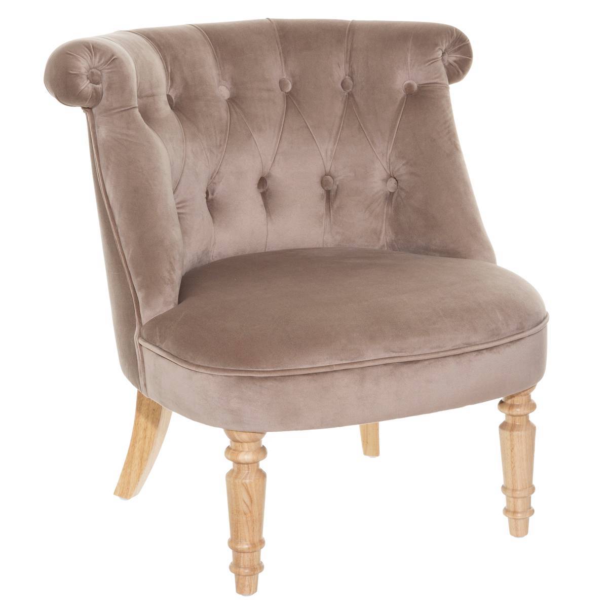 Atmosphera - Fauteuil "Sixtine" velours gris taupe - Atmosphera Créateur d'intérieur
