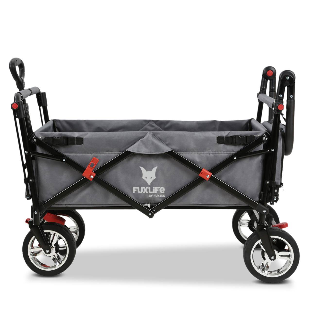 FUXLIFE by FUXTEC Chariot à bras FX-CT800 confort pliable - Gris | Chariot de transport avec toit solaire | Rallonge intérieure - Image 6