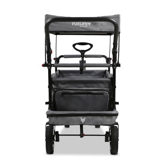 FUXLIFE by FUXTEC Chariot à bras FX-CT800 confort pliable - Gris | Chariot de transport avec toit solaire | Rallonge intérieure - Image 4
