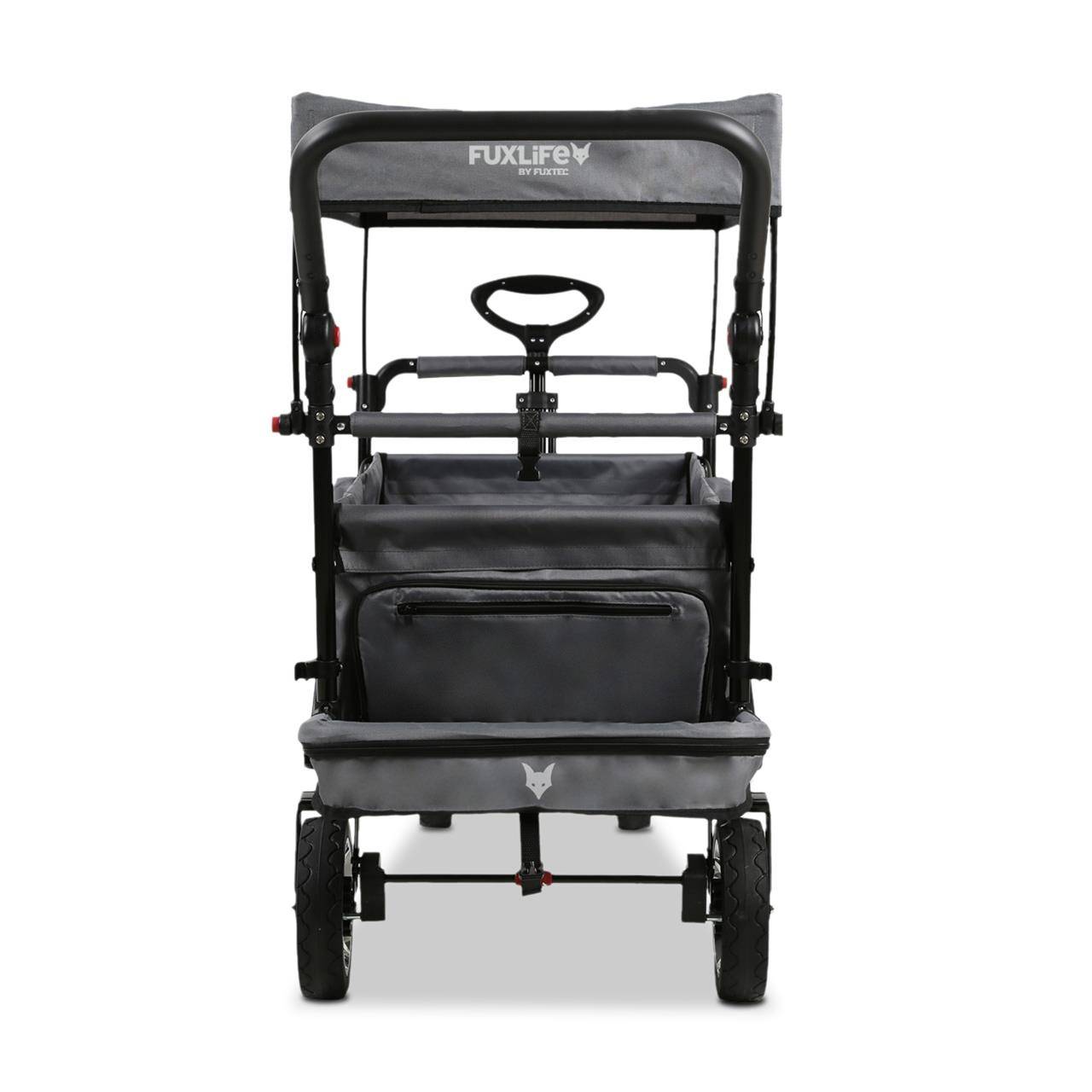 FUXLIFE by FUXTEC Chariot à bras FX-CT800 confort pliable - Gris | Chariot de transport avec toit solaire | Rallonge intérieure - Image 4