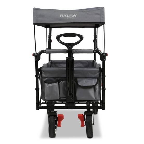 FUXLIFE by FUXTEC Chariot à bras FX-CT800 confort pliable - Gris | Chariot de transport avec toit solaire | Rallonge intérieure - Image 5