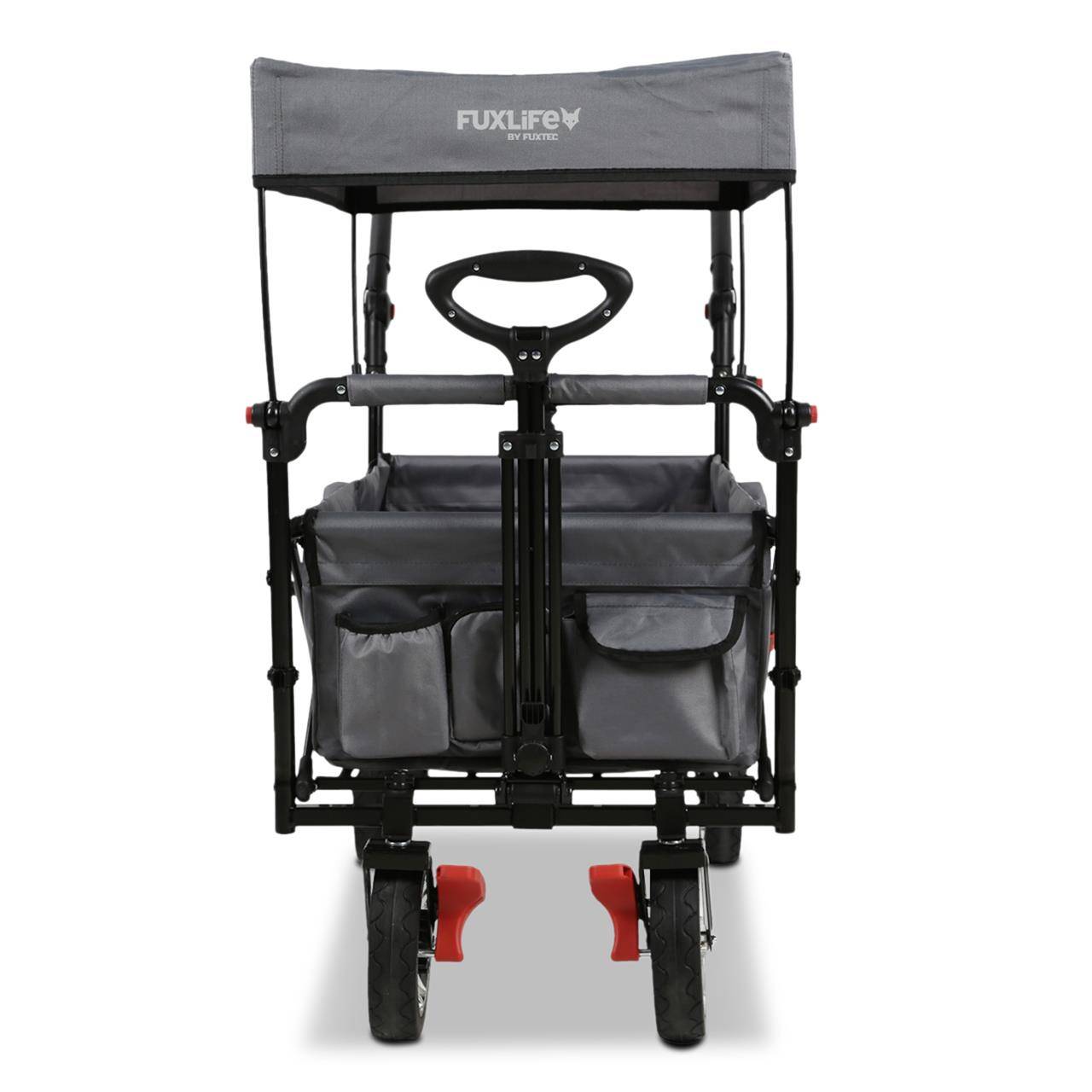 FUXLIFE by FUXTEC Chariot à bras FX-CT800 confort pliable - Gris | Chariot de transport avec toit solaire | Rallonge intérieure - Image 5