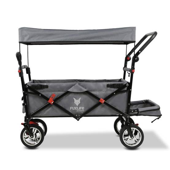 FUXLIFE by FUXTEC Chariot à bras FX-CT800 confort pliable - Gris | Chariot de transport avec toit solaire | Rallonge intérieure - Image 1