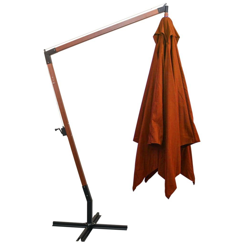 Helloshop26 - Parasol suspendu avec mât 3 x 3m bois de sapin massif orange - Imagen 3