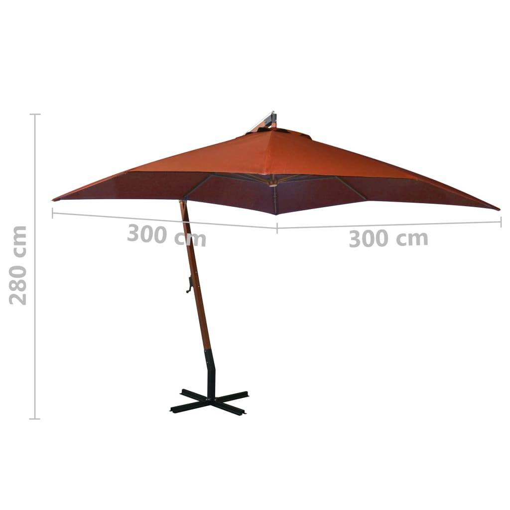 Helloshop26 - Parasol suspendu avec mât 3 x 3m bois de sapin massif orange - Imagen 7