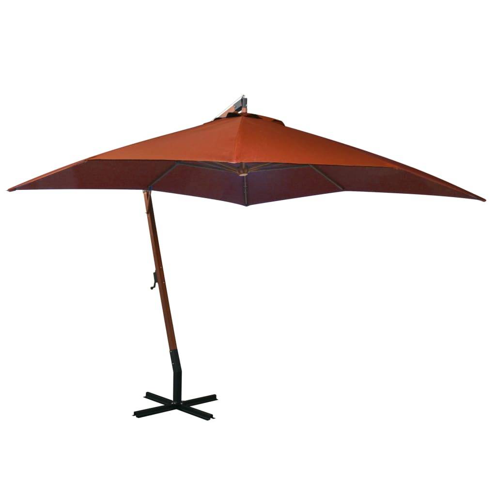 Helloshop26 - Parasol suspendu avec mât 3 x 3m bois de sapin massif orange - Imagen 1