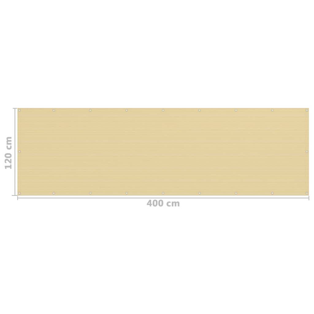 Helloshop26 - Écran de balcon brise pare vue protection confidentialité 120 x 400 cm PEHD beige - Imagen 5