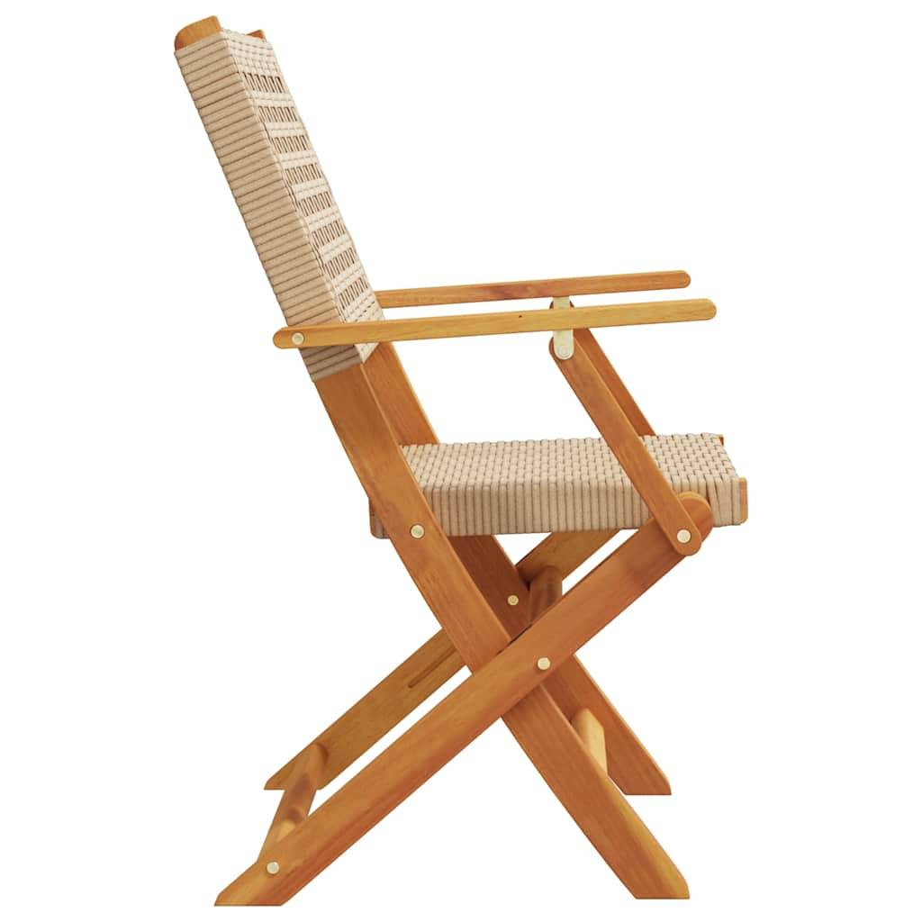 Chaises de jardin pliantes lot de 4 bois et résine beige 54 x 57 x 91 cm - PANGIVO - Image 5