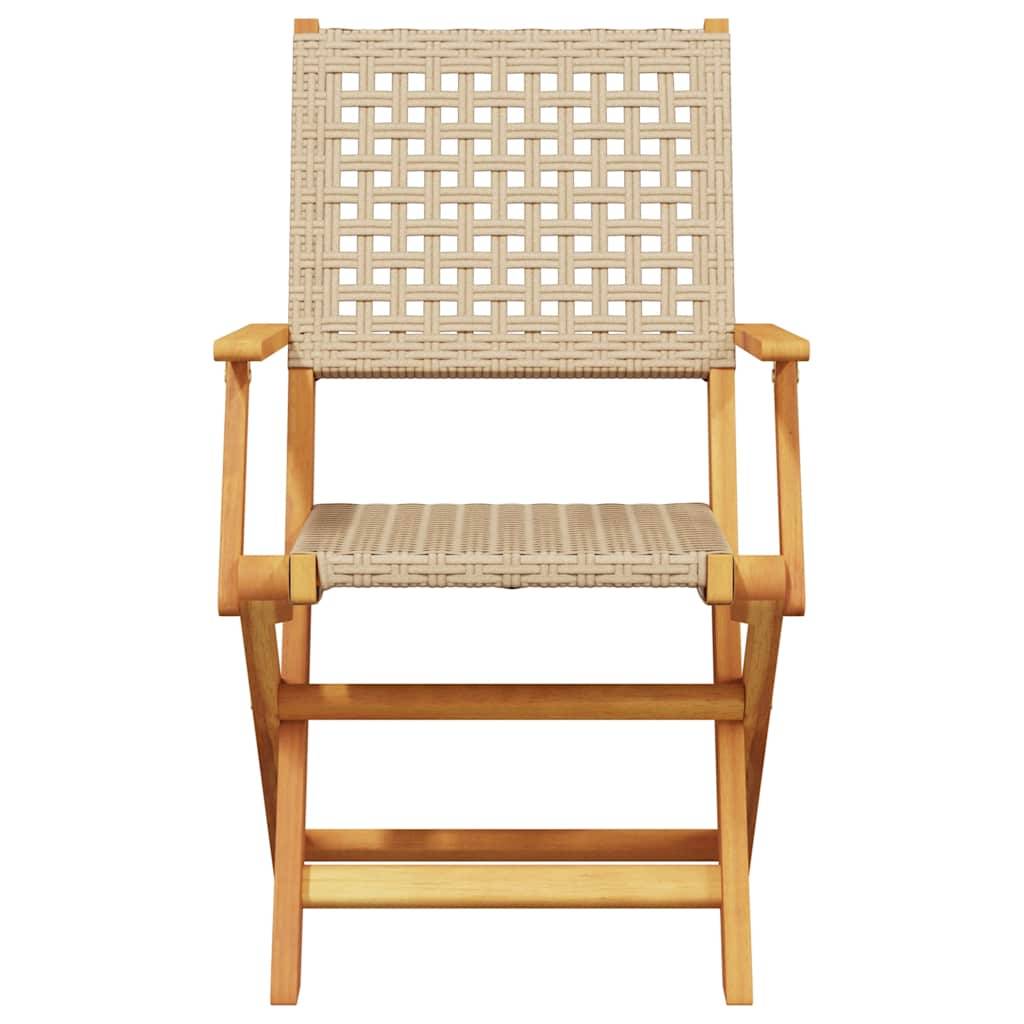 Chaises de jardin pliantes lot de 4 bois et résine beige 54 x 57 x 91 cm - PANGIVO - Image 4
