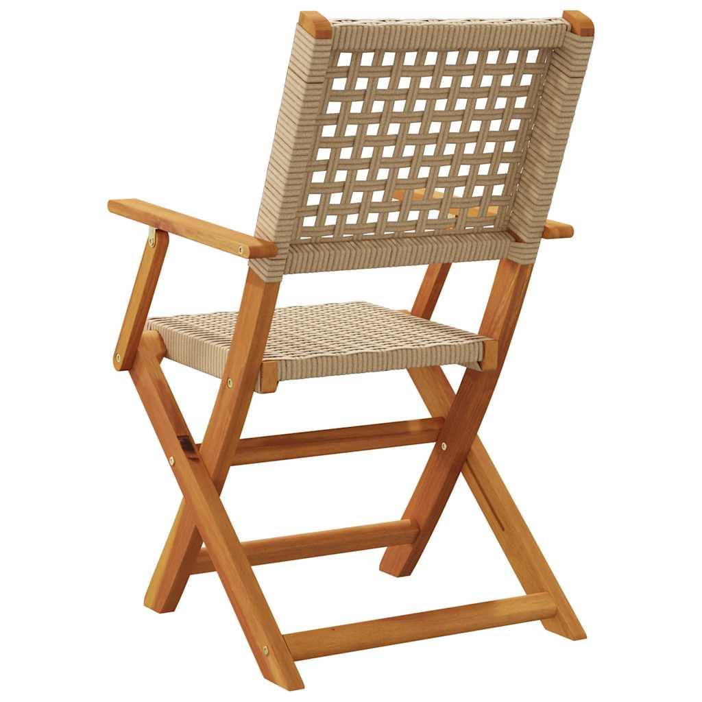 Chaises de jardin pliantes lot de 4 bois et résine beige 54 x 57 x 91 cm - PANGIVO - Image 6