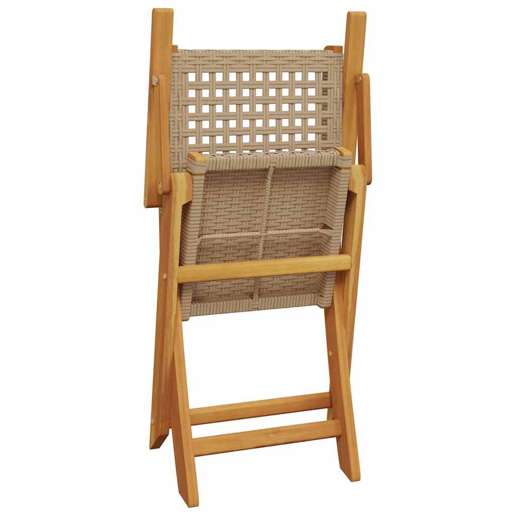 Chaises de jardin pliantes lot de 4 bois et résine beige 54 x 57 x 91 cm - PANGIVO - Image 7