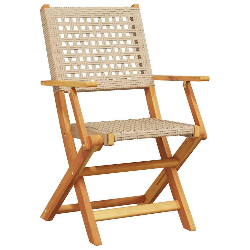 Chaises de jardin pliantes lot de 4 bois et résine beige 54 x 57 x 91 cm - PANGIVO - Image 3