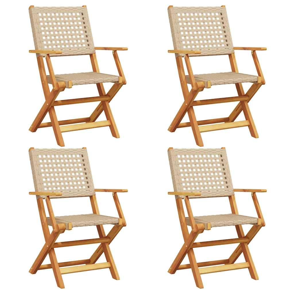 Chaises de jardin pliantes lot de 4 bois et résine beige 54 x 57 x 91 cm - PANGIVO - Image 2