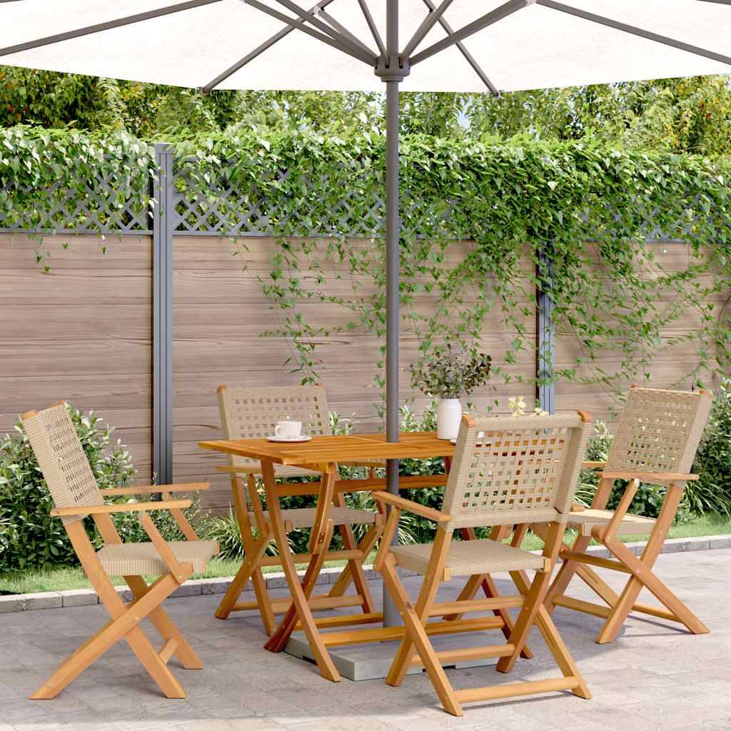 Chaises de jardin pliantes lot de 4 bois et résine beige 54 x 57 x 91 cm - PANGIVO - Image 1