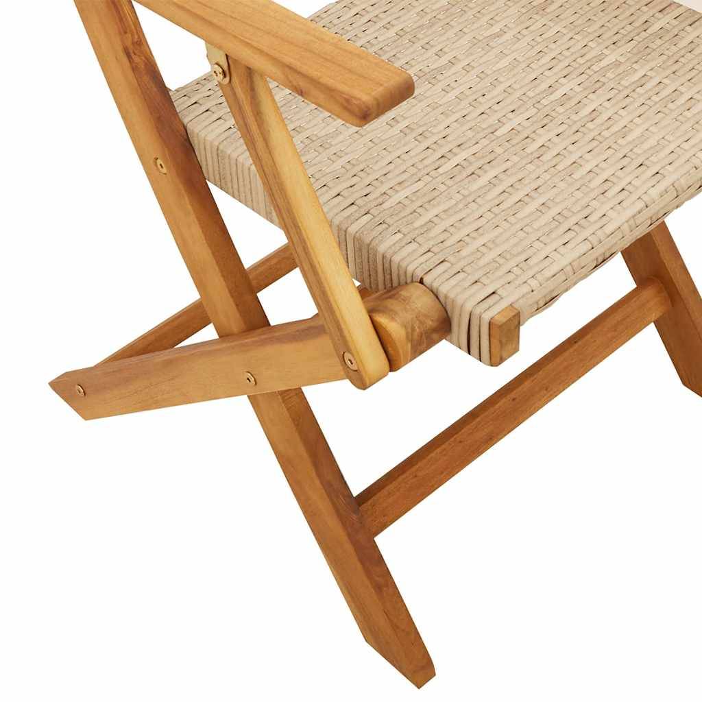 Chaises de jardin pliantes lot de 4 bois et résine beige 54 x 57 x 91 cm - PANGIVO - Image 8