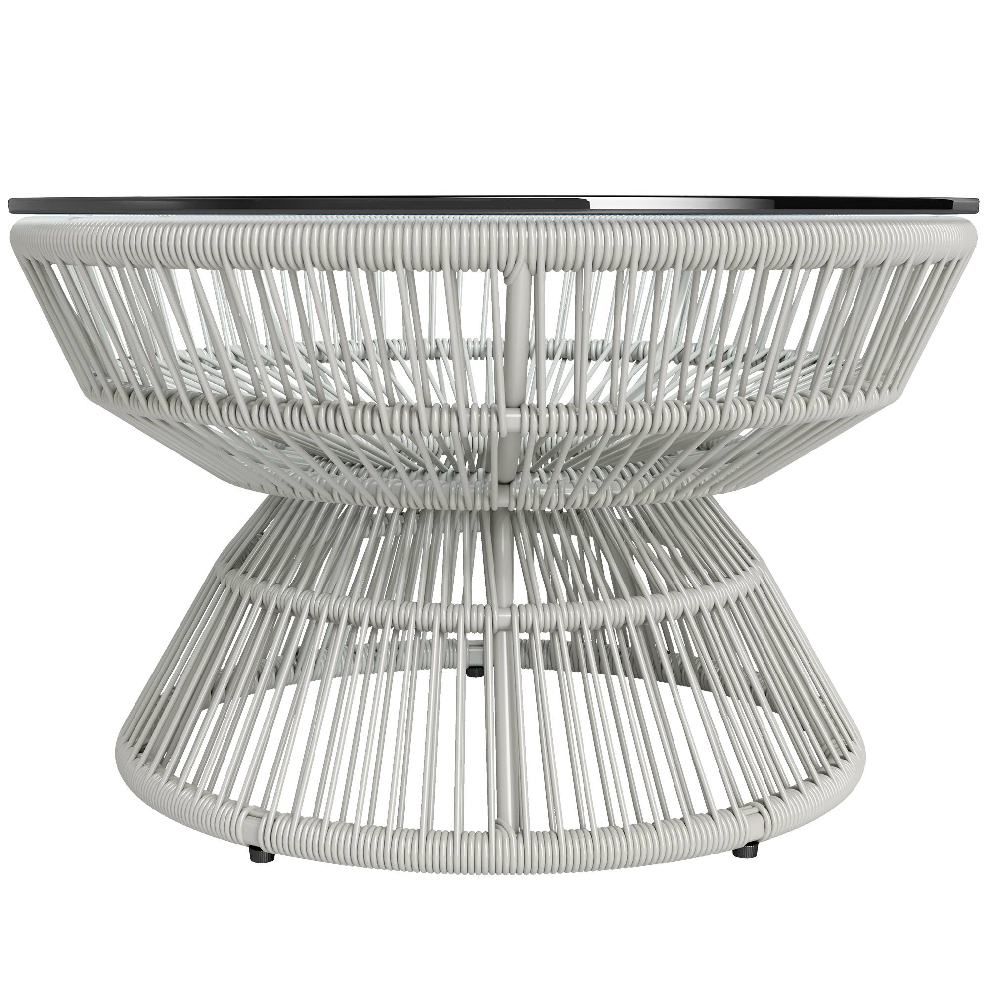 Table basse de jardin résine tressée gris 60 x 60 x 37 cm - PANGIVO - Image 2