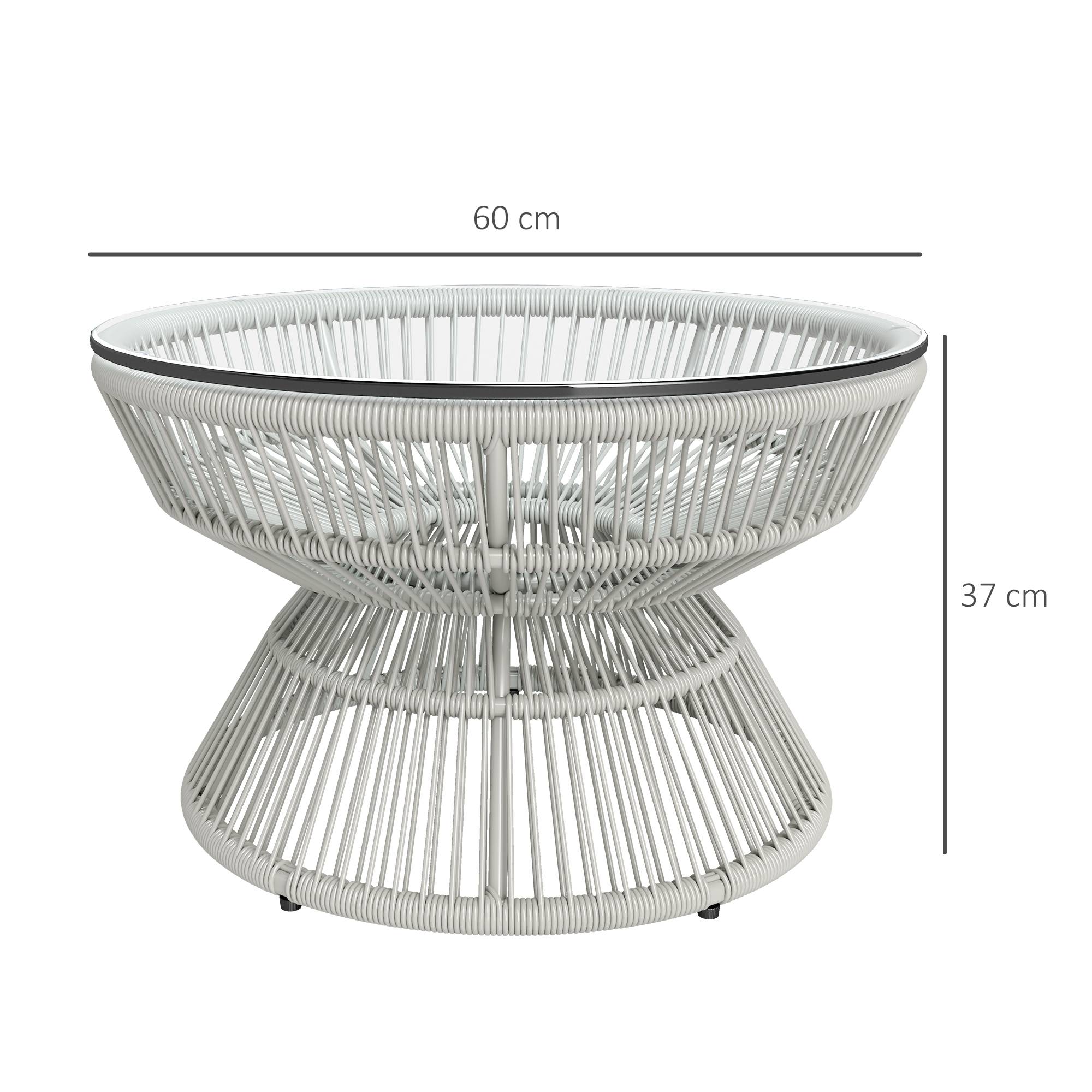 Table basse de jardin résine tressée gris 60 x 60 x 37 cm - PANGIVO - Image 5