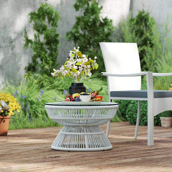 Table basse de jardin résine tressée gris 60 x 60 x 37 cm - PANGIVO - Image 10