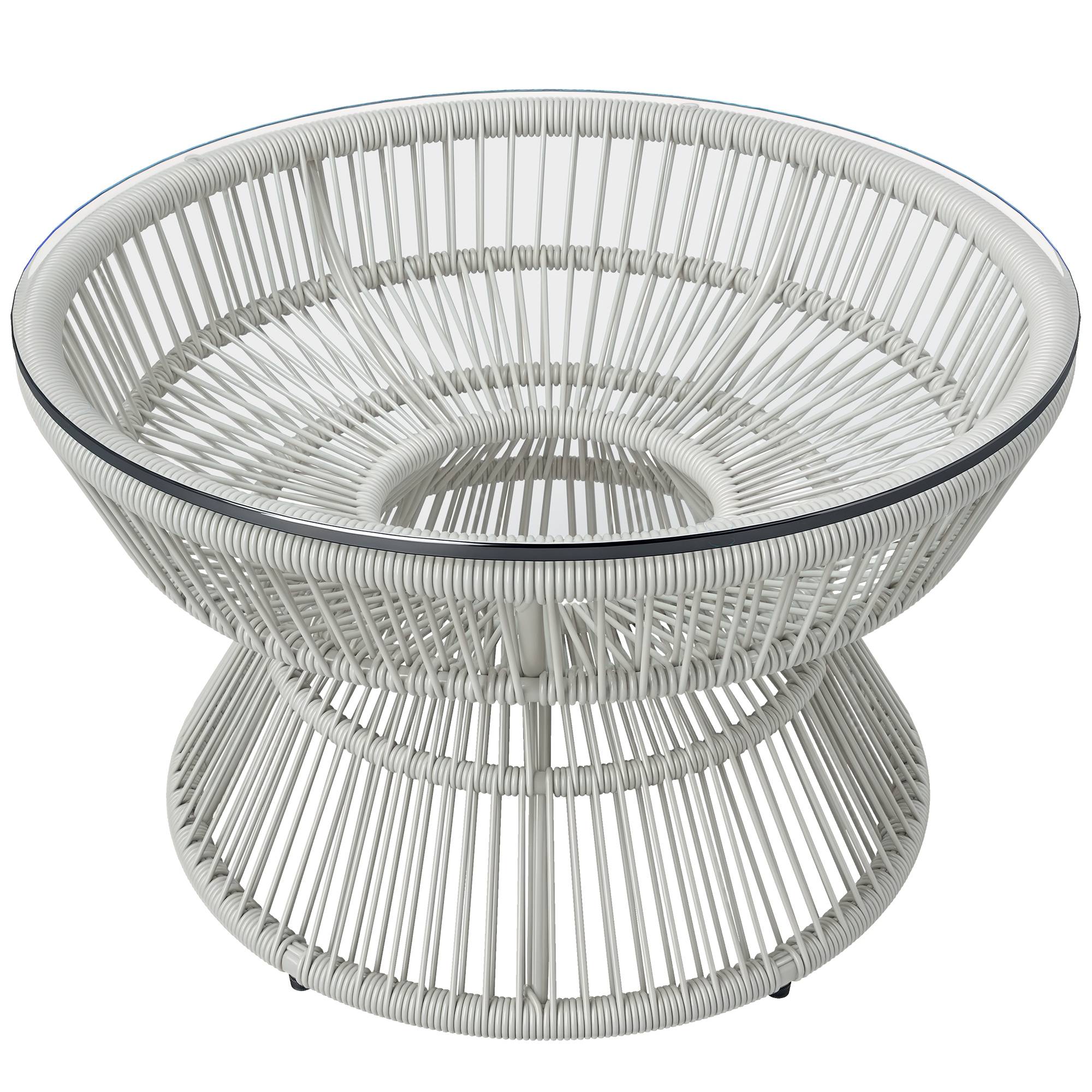 Table basse de jardin résine tressée gris 60 x 60 x 37 cm - PANGIVO