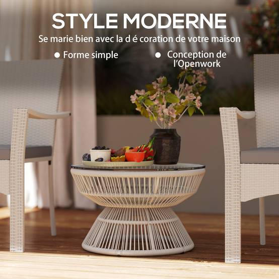 Table basse de jardin résine tressée gris 60 x 60 x 37 cm - PANGIVO - Image 6
