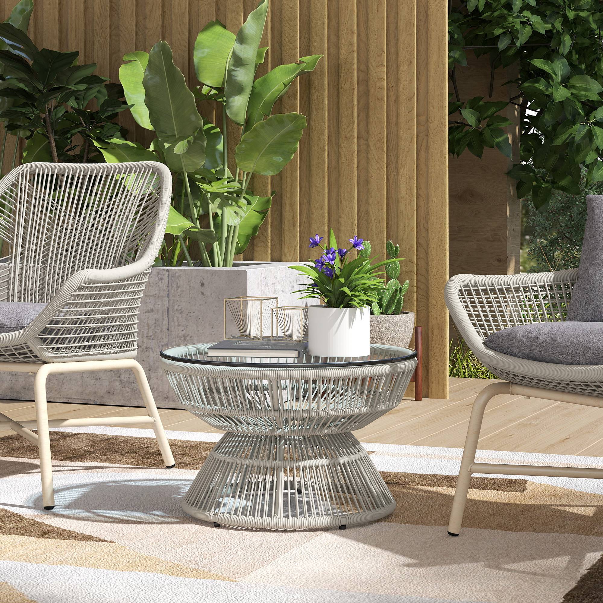 Table basse de jardin résine tressée gris 60 x 60 x 37 cm - PANGIVO - Image 4