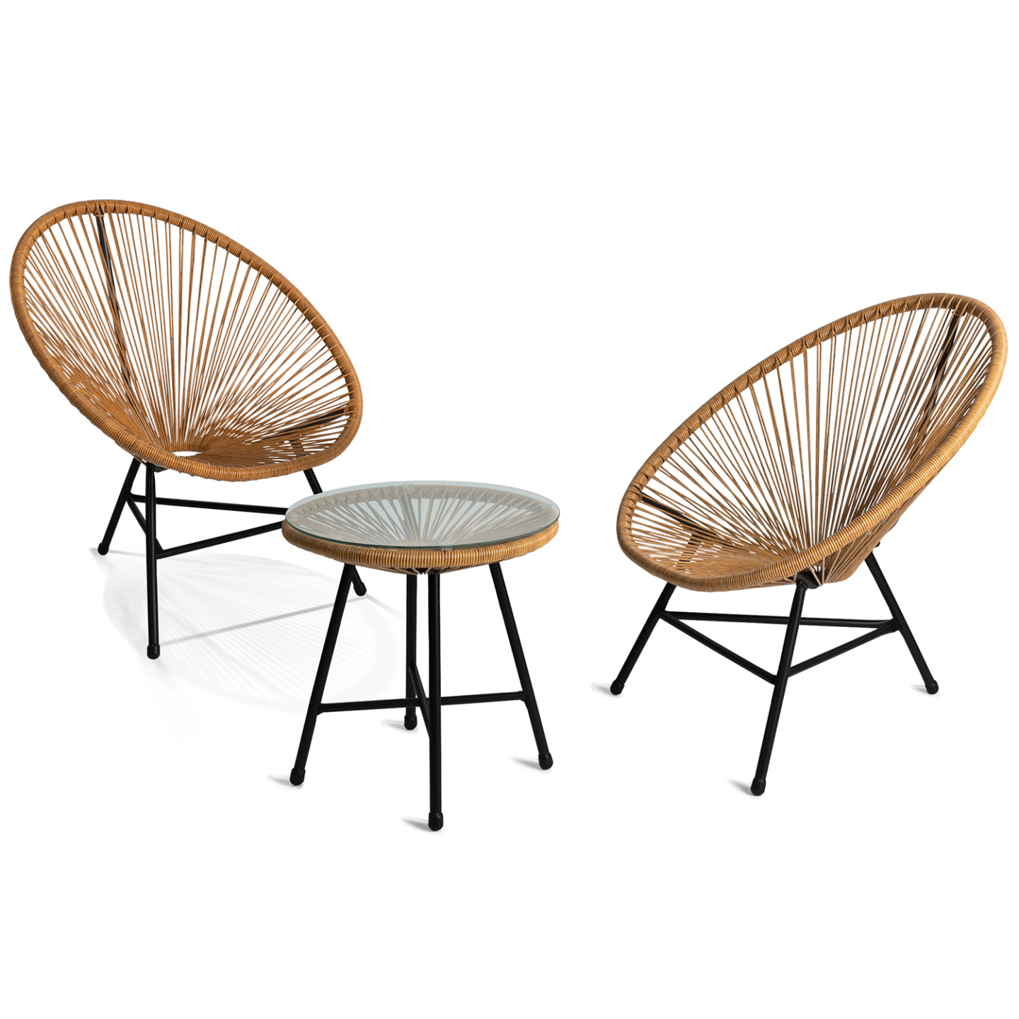 Salon de jardin IZMIR table et 2 fauteuils oeuf cordage effet rotin - Image 2