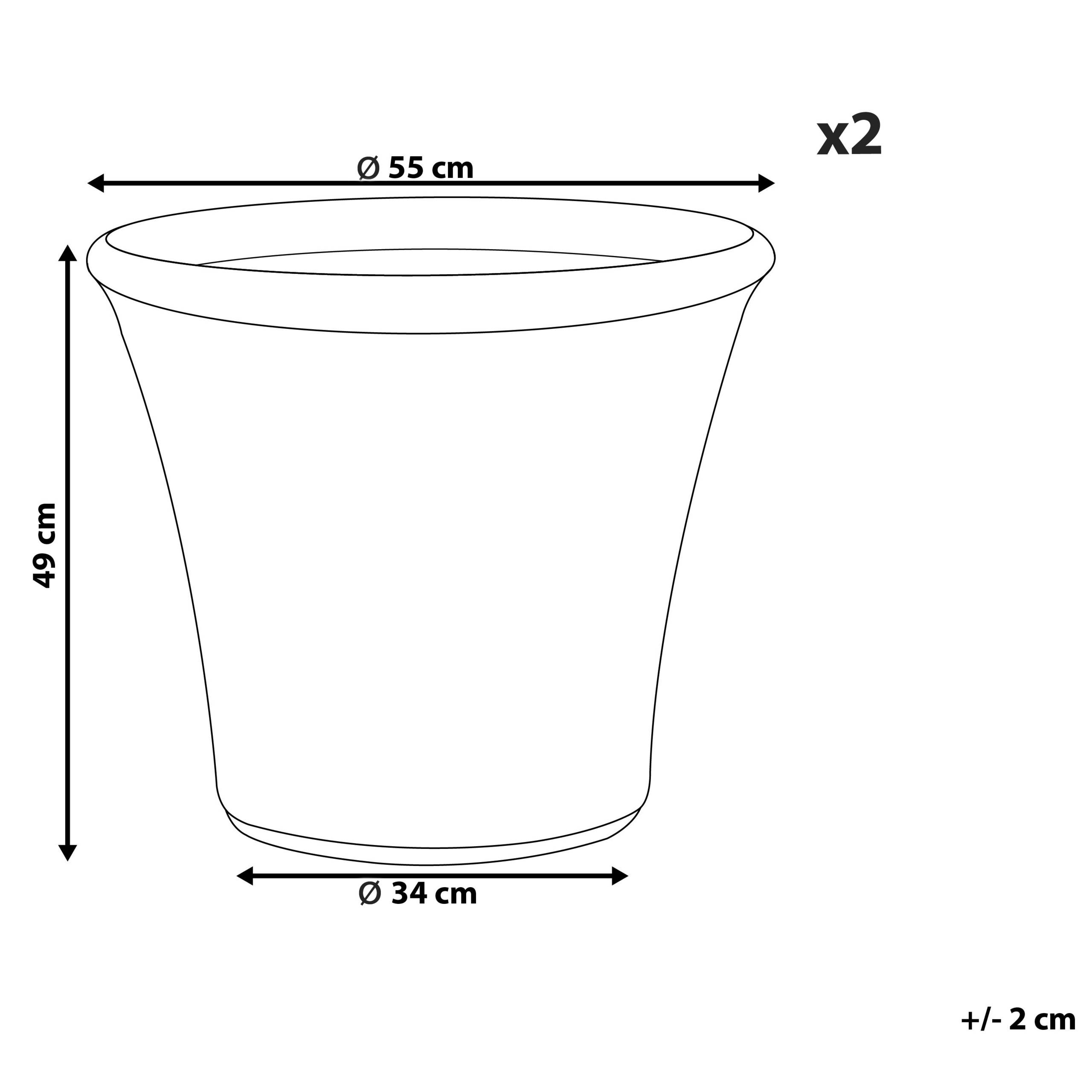 Beliani - Lot de 2 Pot de Fleurs Bleu Marine en Argile et Fibre de Verre ⌀ 55 cm Haut Forme Ronde Moderne pour Jardin Extérieur ou Terrasse Déco - Imagen 3