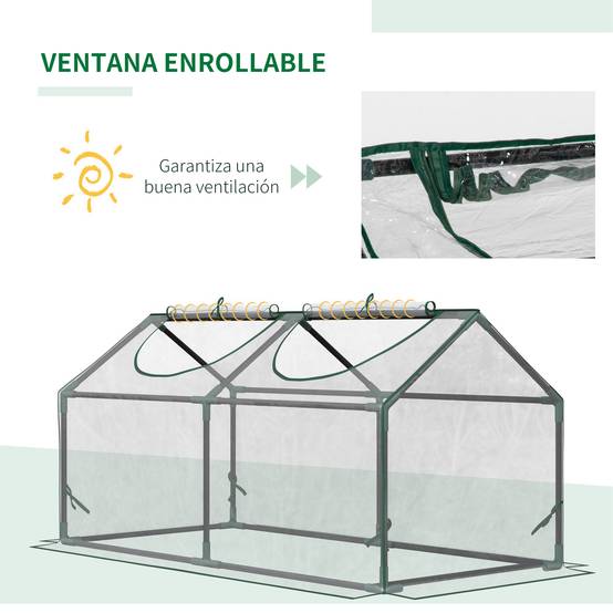 Petit tunnel de forçage 120 cm en acier et PVC 2 fenêtres pour potager 120x60x60 cm - ComfortXL Outdoor Living - Image 6