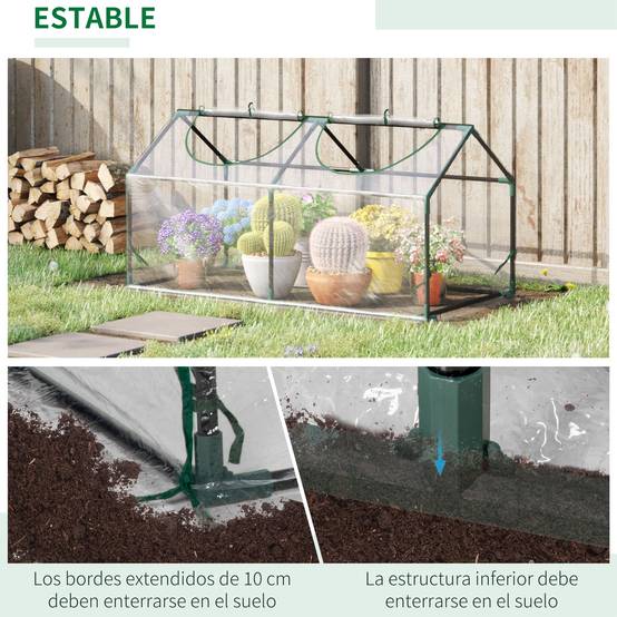 Petit tunnel de forçage 120 cm en acier et PVC 2 fenêtres pour potager 120x60x60 cm - ComfortXL Outdoor Living - Image 7