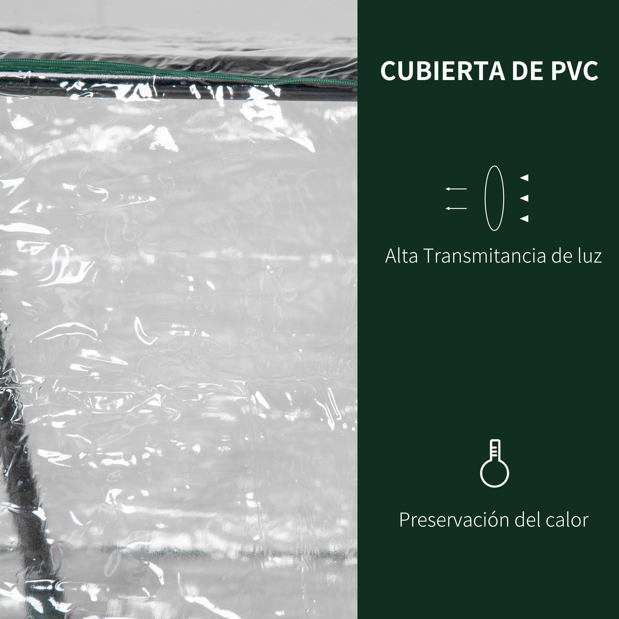 Petit tunnel de forçage 120 cm en acier et PVC 2 fenêtres pour potager 120x60x60 cm - ComfortXL Outdoor Living - Image 5