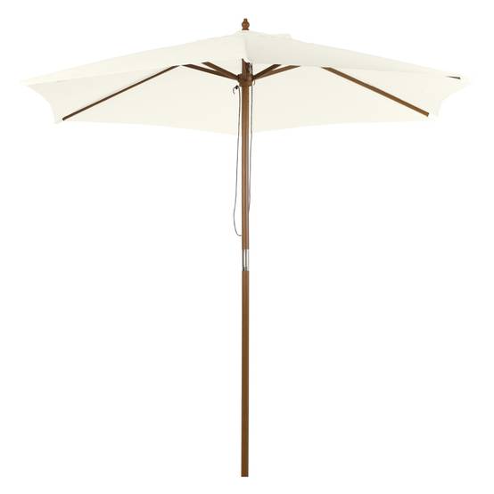 Parasol droit bois bambou polyester extérieur jardin terrasse protection UV 2.5m blanc - ComfortXL Outdoor Living - Image 2