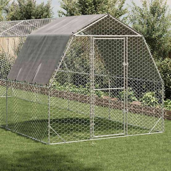 Poulailler acier argent 2,5 x 8 x 2,25 m - Prolenta premium p3316.8 - Image 1