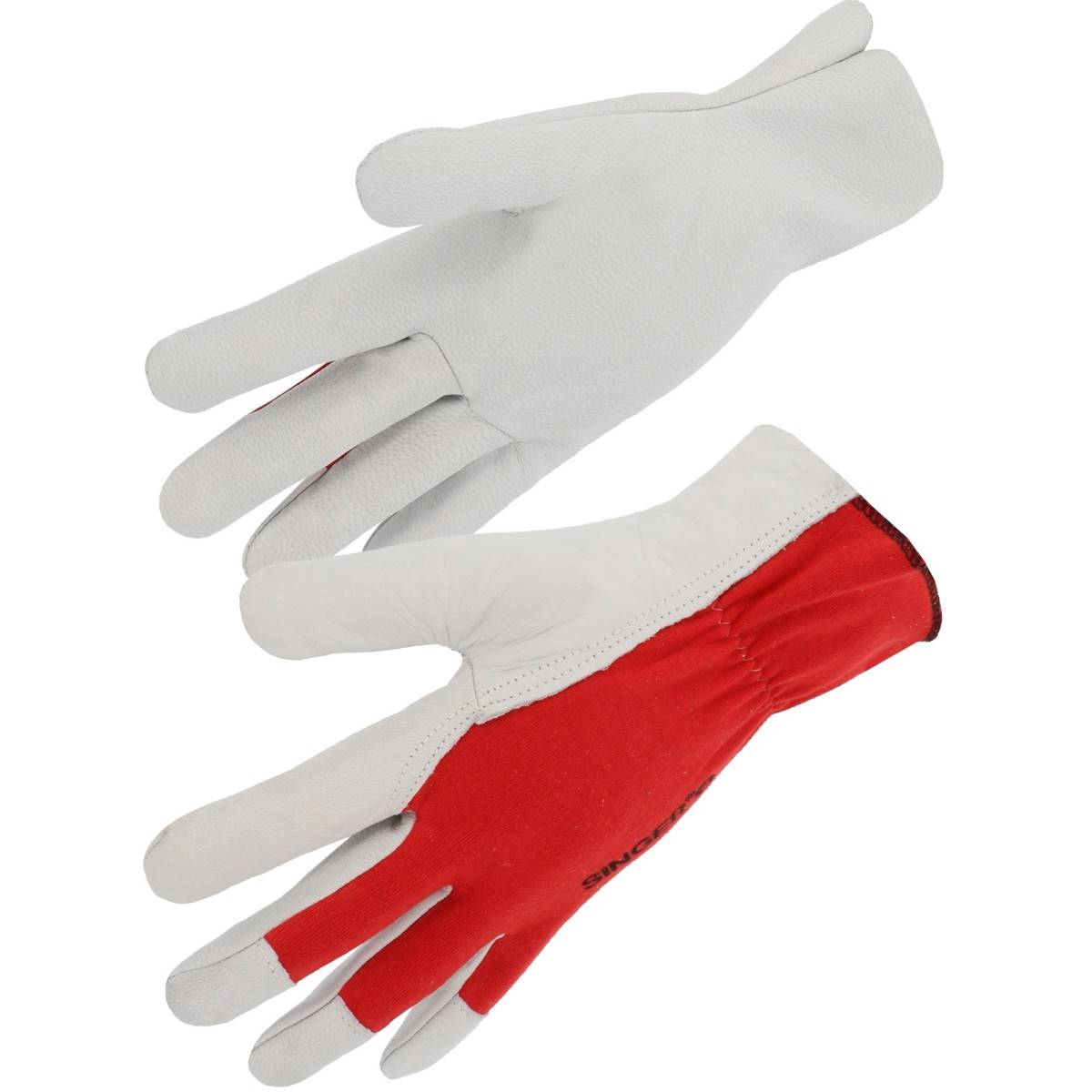 Gant de manutention légère T.9 cuir blanc et rouge Singer - Imagen 1