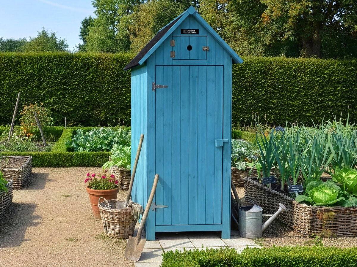 Habitat Et Jardin - Armoire De Jardin "cabanon" - 77 X 54.5 X 179 Cm - Bleu Ciel -habitat Et Jardin - Imagen 4